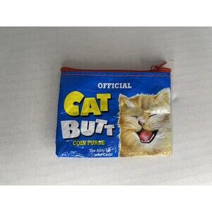 Blue Q Coin Pouch Purse Recycled Eco Friendly Retro Travel Wallet Cat Butt